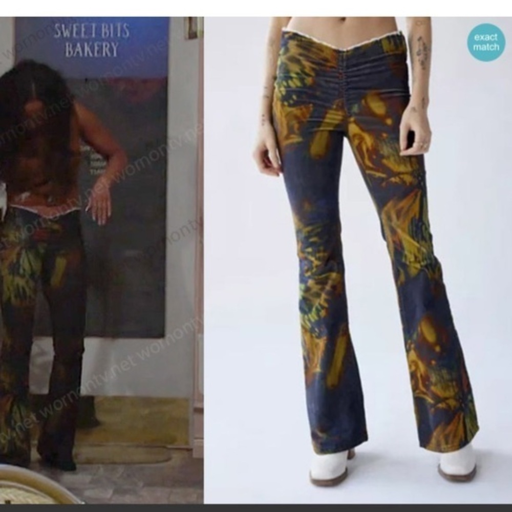 Urban Outfitters Velvet Ruched V-front Flare Pants Talia Hunter Days Our Lives